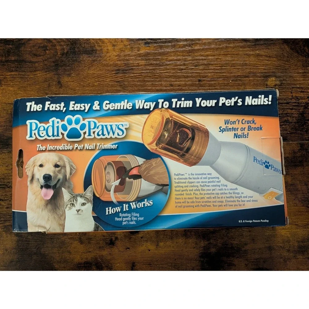 Pedi Paws Pet Nail Trimmer Grinder Dog Cat Grooming Tool Tested Working Box